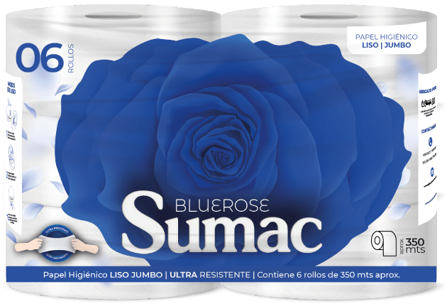 Sumac Bluerose paquete de 6 rollos jumbo de 350 metros, ultra resistente