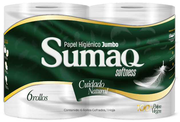 Sumaq Softness papel higiénico jumbo de 6 rollos, cuidado natural 